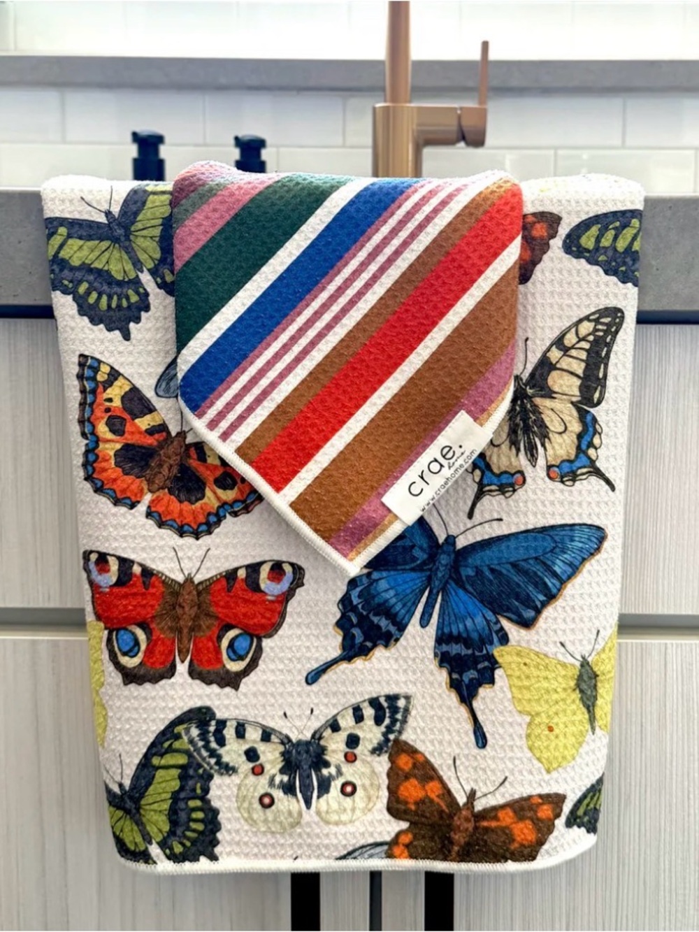 Crae Home Multicolor Butterfly WashCloth & Hand Towel Set - May 2026